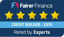 Fairer Finance award logo - Credit Builder Cards 2019, Rated by Experts